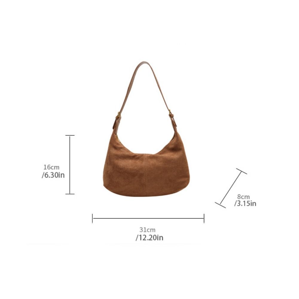 Large Capacity Hobo Bag Solid Color Tote Bag Simple Suede Shoulder Bag Autumn and Winter