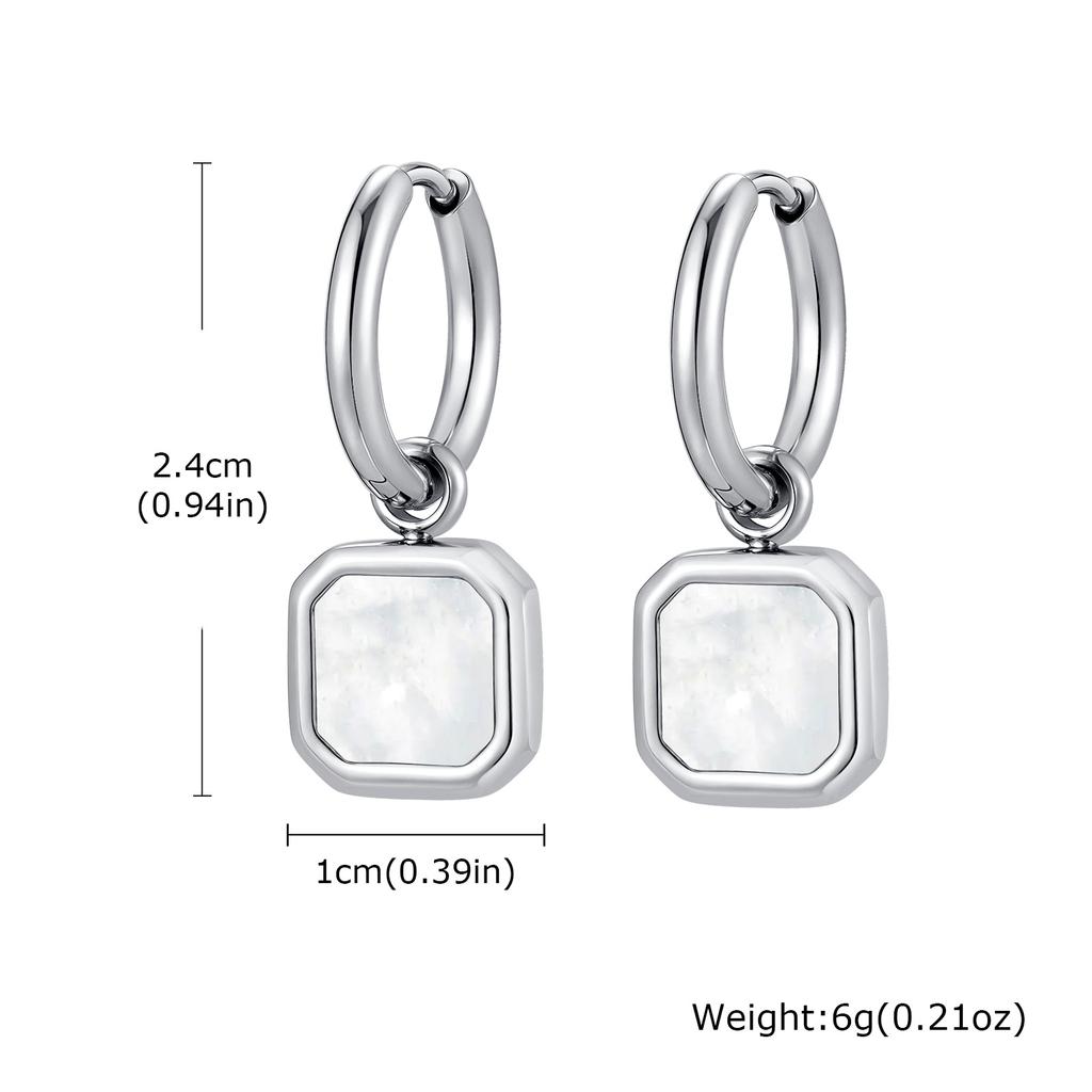 Trendy Geometric Tiger Eye Natural Stone Pendant Earrings for Men Boys, Blue Green Stone Stainless Steel Drop Earrings Jewelry