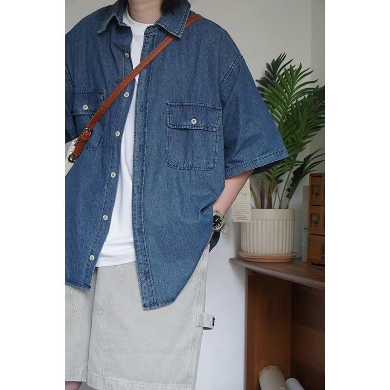 Kortermet Herre Designfølelse Nisje Sommer Trend Topp Allsidig Kjekk Fritidsskjorte