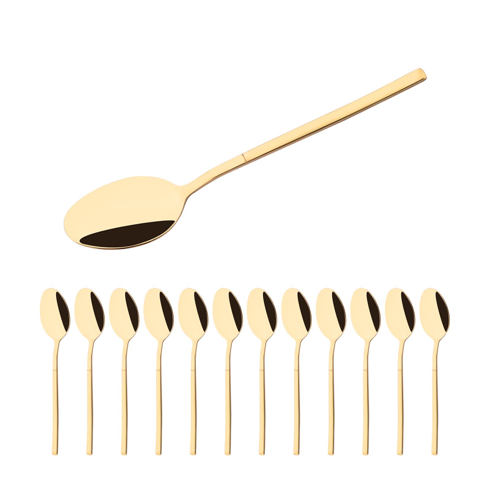 

12 шт./компл., Золотая кофейная ложка, мини-чайные ложки из нержавеющей стали, сахарная десертная ложка, ложка для мороженого, супа, кухонные аксессуары шампанского