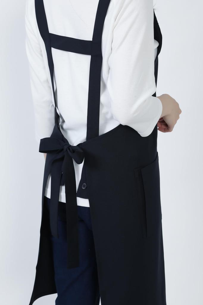 Bib Apron Bib Apron GT7013 Unisex Stretch Restaurant Uniform Navy L [Seven Uniform] H-Shaped Water-Repellent Oil-Repellent Quick-Drying