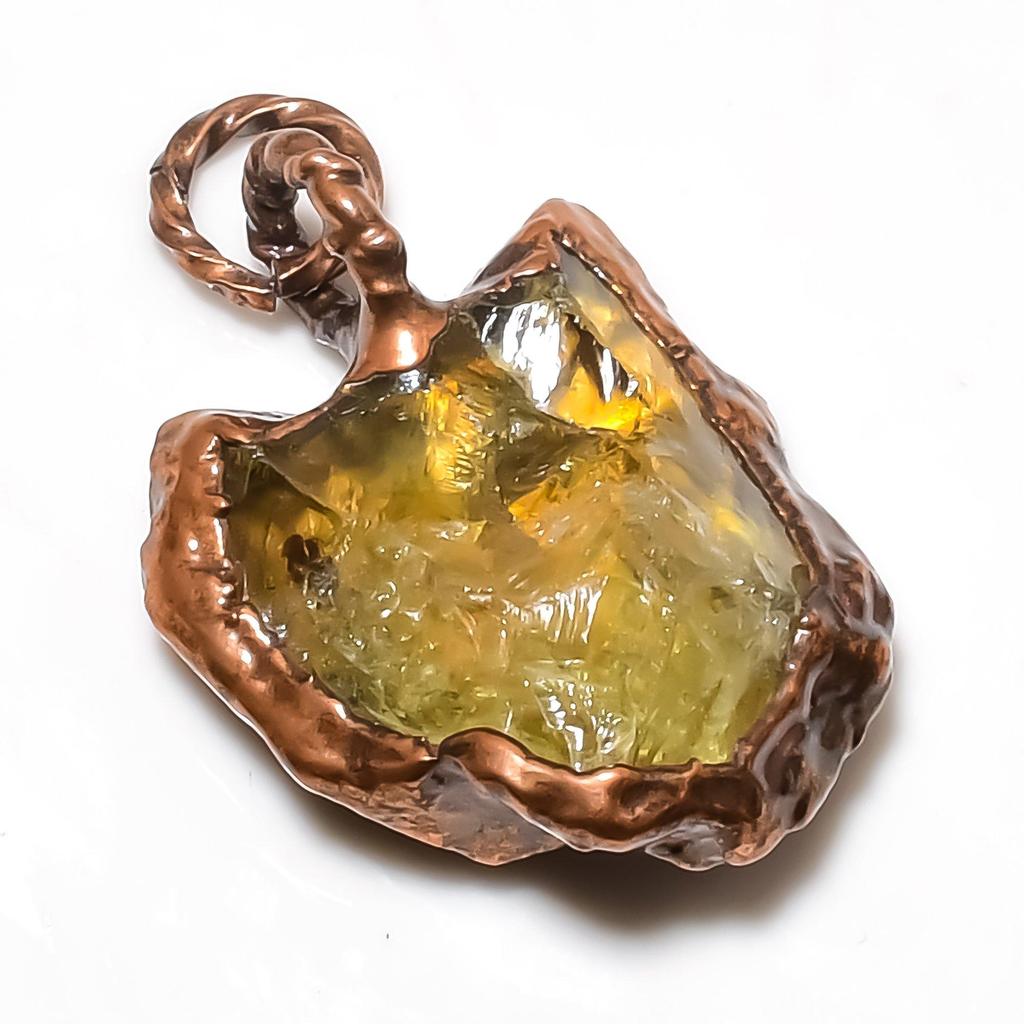 Citrine Pendant, Copper Electroformed Gemstone Jewelry, Handmade Pendant, For Thanksgiving