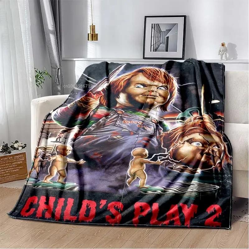 Child of Play Chucky Blanket Horror Movie Character Fleece Wearable Throw Blanket Bedding Home Decoration For Kids Adults