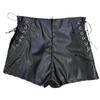 2023 Autumn/Winter Women's High-Waisted Black Faux Leather Shorts - Elastic, Casual, Tight Fit