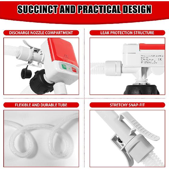 Automatic Fuel Transfer Pump With Auto-Stop, 3.2 GPM Fuel Transfer Pump Battery Powered, 51'' Extra Long Hose, 4 Can Adapters, Portable Fuel Pump