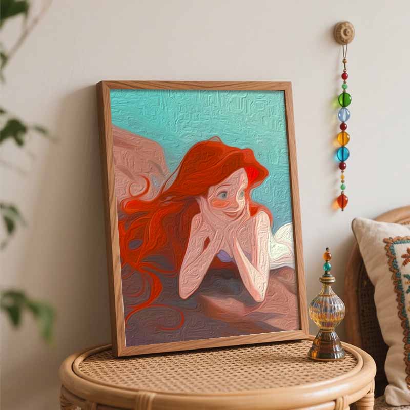Disney Oil Painting Art Painting Set Mermaid Princess Wall Decor Handmade Gift