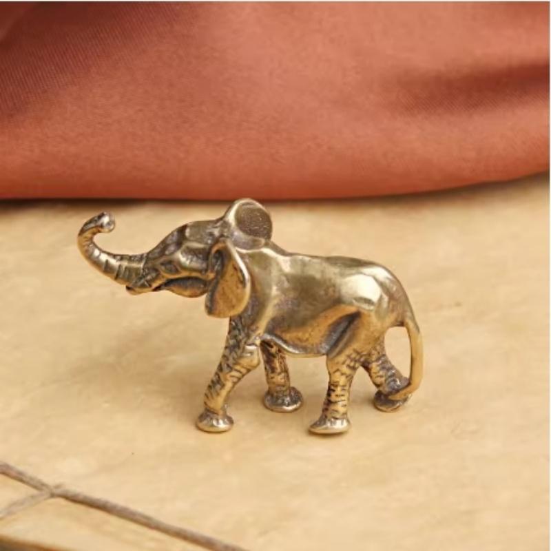 Creative Bronze Sculpture Mini Elephant Statue Tea Pet Dining Table Decoration Animal Crafts Home Decoration Living Room