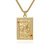 Popular Hip Hop Full Diamond Playing Cards Hearts K Pendant Titanium Steel Gold Plated Couple Necklace Niche Trend