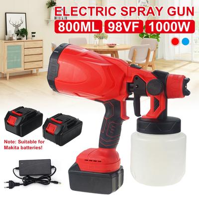 1000 ml 1000 W kabellose elektrische Spritzpistole mit 1/2 Original-Akku, tragbares Farbspritzgerät, kompatibel mit Makita-Akku, EU-Stecker
