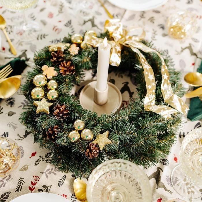 Couronne de Noël Dorée - CREATIVE HOME - Diamètre 35 cm - Décoration Extérieure et Intérieure