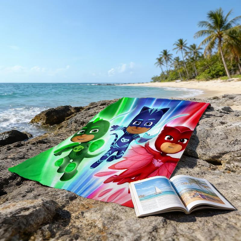 1pc PJ Marks1 Beach Towel, Beach and Seaside Swimming Pool Equipment, Fashion Pattern, Rectangular, Travel Essentials