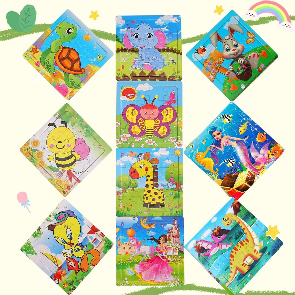 Bacolos Wooden Jigsaw Puzzle for Children Ages and and for Montessori Puzzle, 16-Piece Animal-Shaped 3, 4, 5, Seniors, Education.