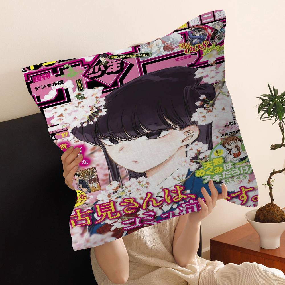 Anime Komi San Wa Komyushou Desu Pillow Cushion Cover Pillowcase Living Room Sofa Home Decor