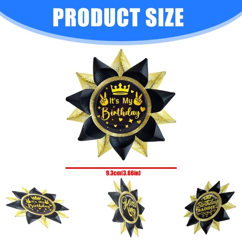 Happy Birthday Button Pin Party Decoration For Birthdays Event Reusable Safety Clasps Grosgrain Ribbon Badges Gift