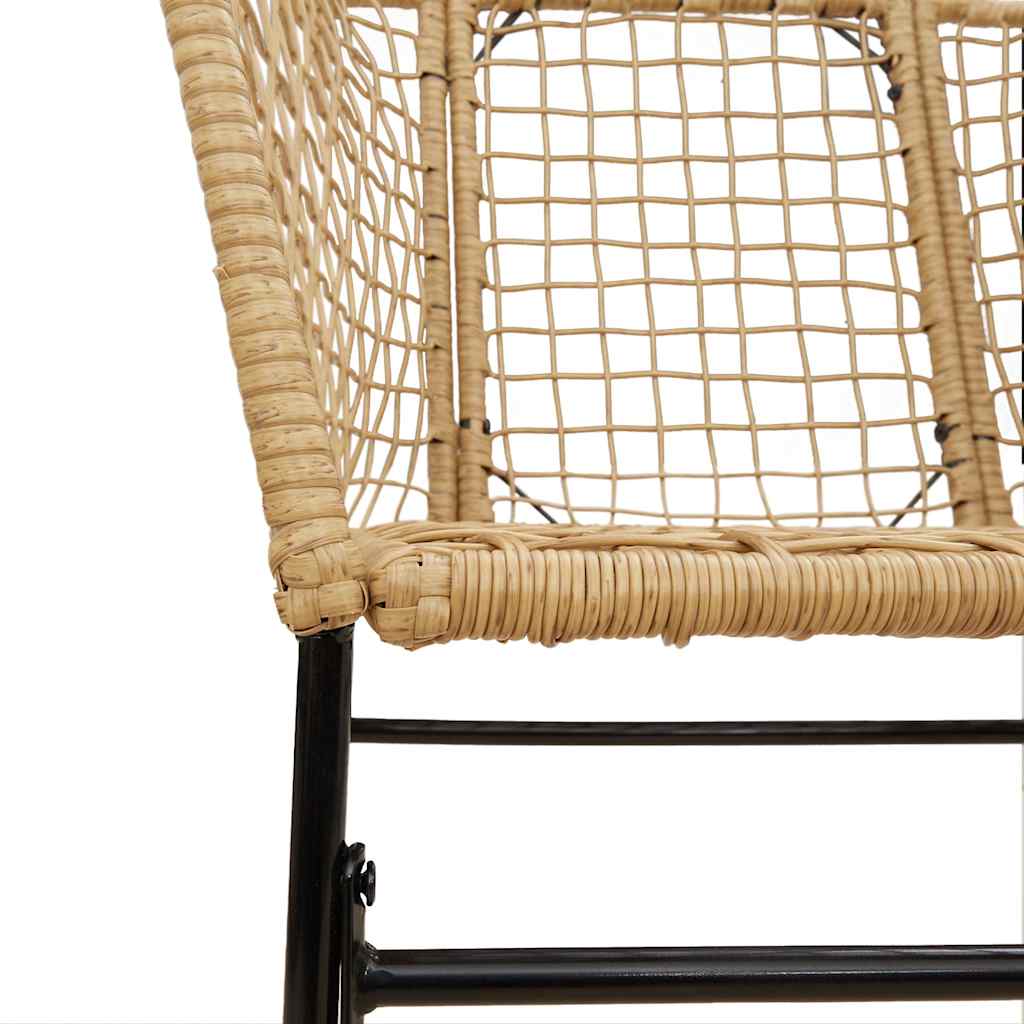 9 Piece Outdoor Dining Set Brown Poly Rattan Table with Glass Top