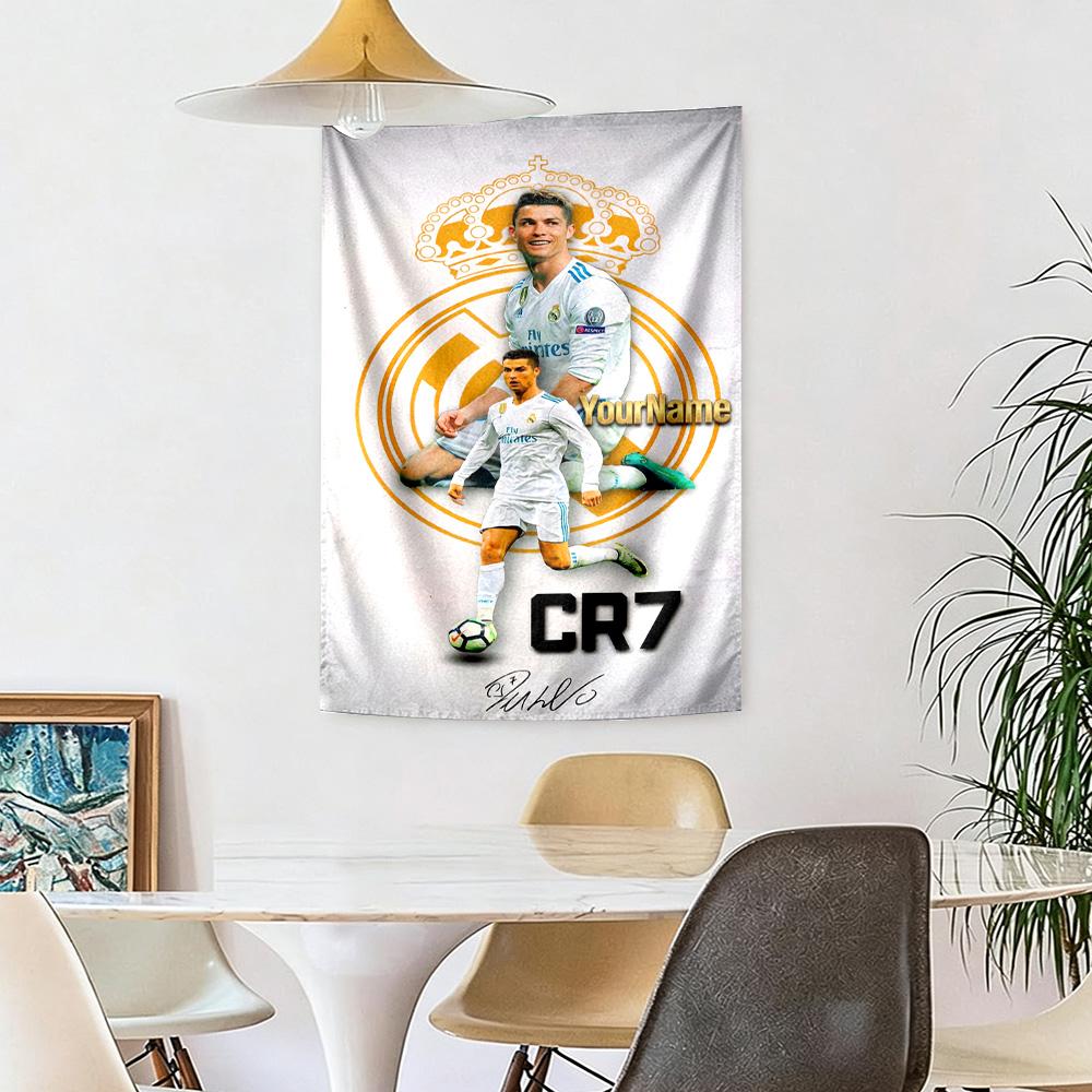 Cristiano Ronaldo Custom Jouw Naam Muurdecoratie Wandkleed Kunst Voor Huisdier Herdenking Verjaardag Bruiloft Feest Achtergrond Familiecadeau