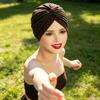 Yoga Hat with Satin Lining Hair Protection Frizz Control Soft Breathable Turban Nightcap High-Elastic Pleated Fabric Turban Hat