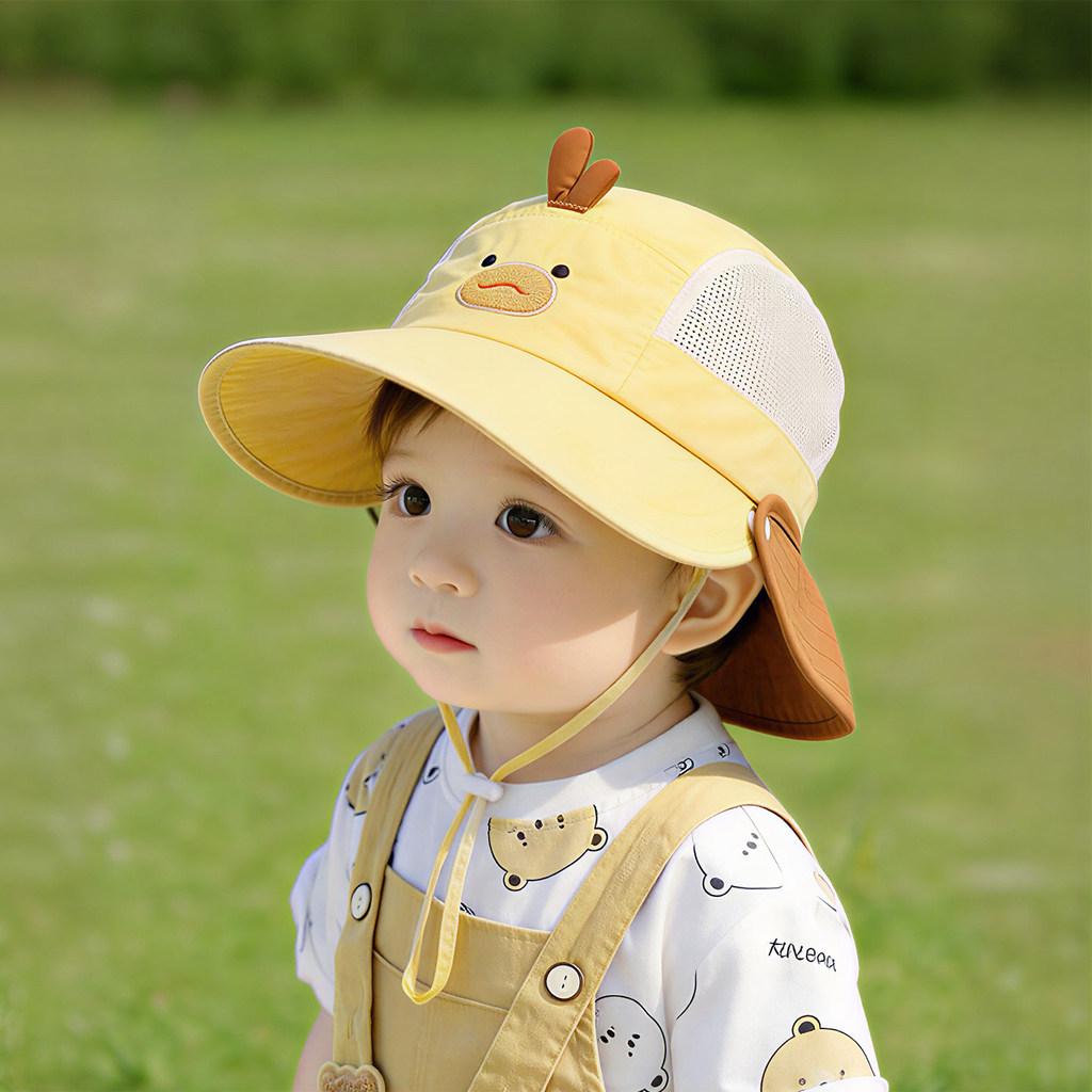 Childrens Cartoon Sun Hat With Embroidered Brim For Outdoor Sun Protection