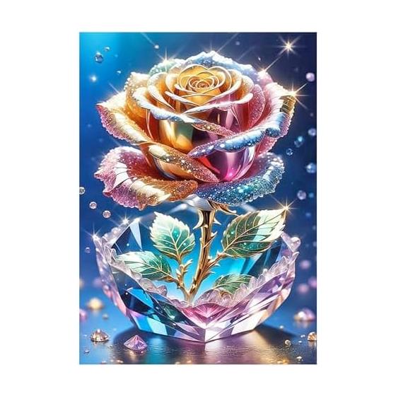 JISHSHAY Diamond Art Kit 30x40cm Diamond Art Rose Bead Art Advanced Diamond Art Glitter Beads Handicraft Kit 5D Diamond Painting Rose Handmade Kit