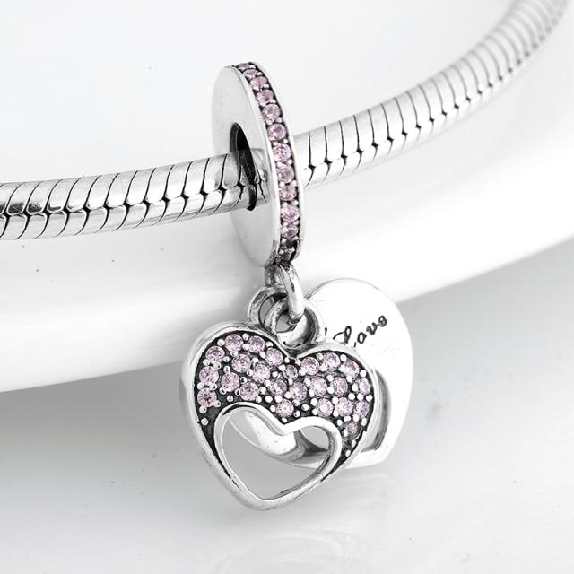 925 Sterling Silver Bead Openwork Sweet Hearts Crown Charms Beads Fit Jiuhao Bracelets Bangles Diy Womens Jewelry
