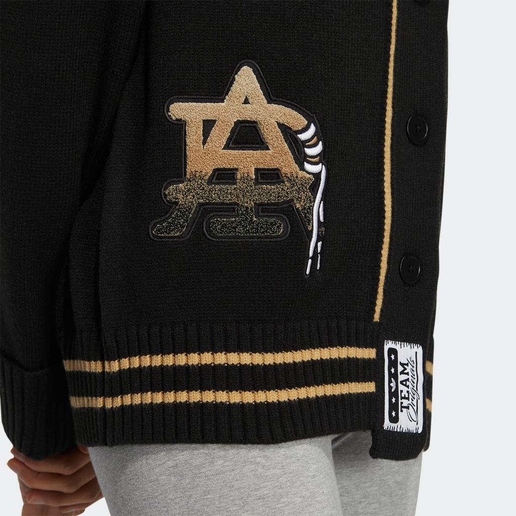 Adidas Originals Solid Color Embroidered Letter Print Sporty Knit Sweater Women Tops Black HS9523