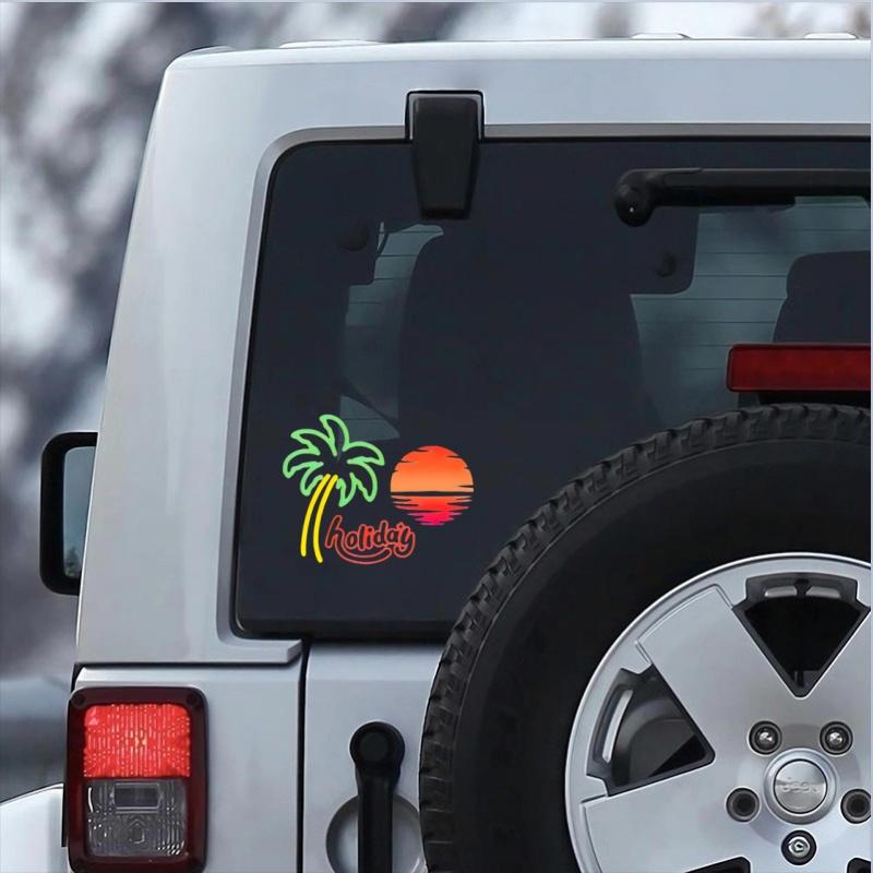 1 holiday logo car sticker, designed with vacation as the design concept, suitable for all car decoration accessories