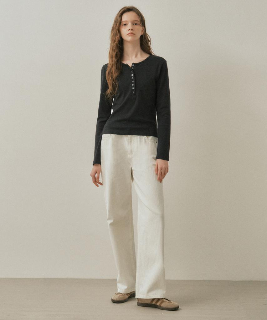 Wednesday Oasis For Woman W/Herringbone Pure Cotton Pants_Ivory(W25-Pt24)