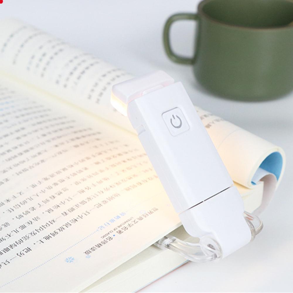 New White Brightness Adjustable Rechargeable LED Book Light For Reading Clip On Book