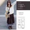 Damen Plus Size Braun Karierter Doppellagiger Cord-A-Linien-Rock für Herbst/Winter