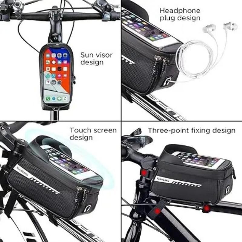 Bicycle Front Beam Bag Front Tube Cycling Bag Bicycle Waterproof Phone Case Holder Touchscreen Waterproof Saddle Bag Accessories