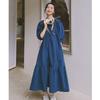 French Chic Temperament Loose and Thin Dress Women's Summer New Japanese Lazy Skirt Blue