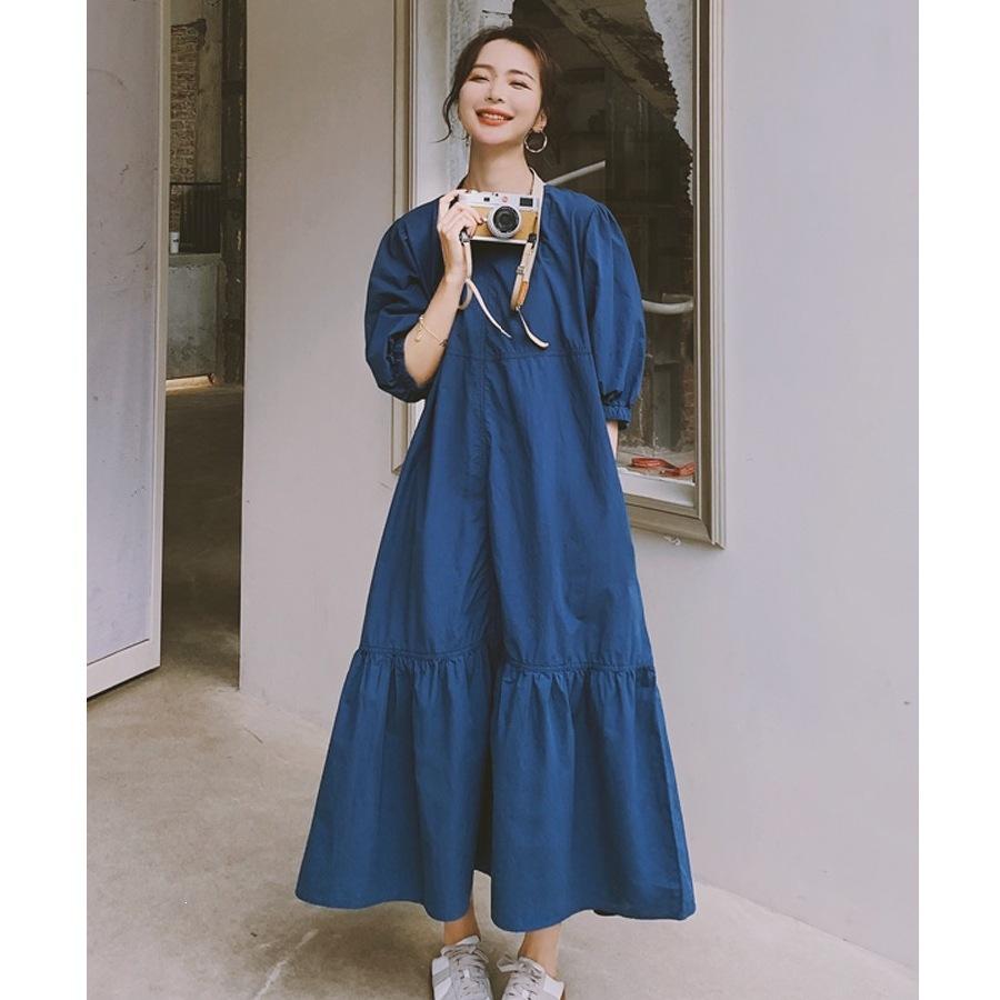 French Chic Temperament Loose and Thin Dress Women's Summer New Japanese Lazy Skirt Blue