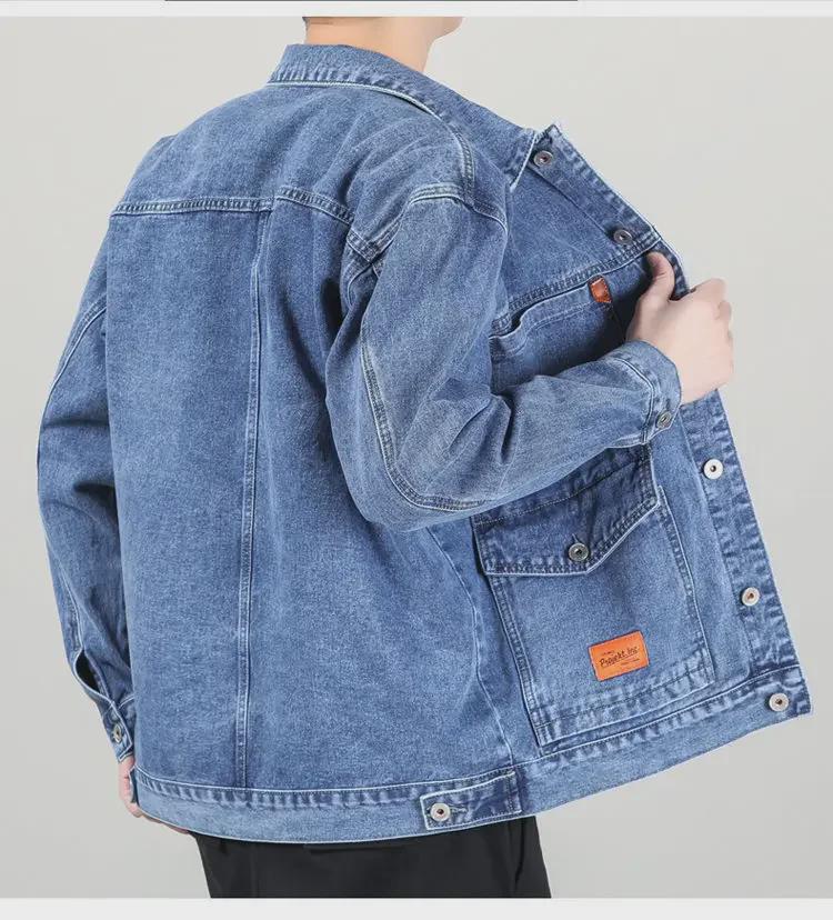 Men's Japanese Style Multi-Pocket Denim Jacket - Trendy Loose Fit for Spring & Autumn
