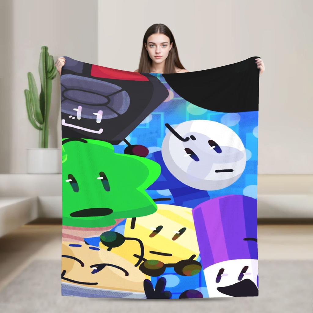 Two BFDI Cartoon Animated Blanket Flannel Novelty Warm Throw Blanket for Home Decoration