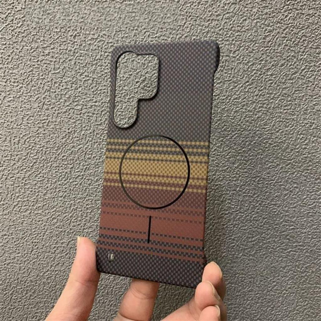 Kevlar Carbon Fiber PC For Magsafe Wireless Charge Phone Case For Samsung S26 S25 S24 Ultra Plus Magnetic Frameless Cover