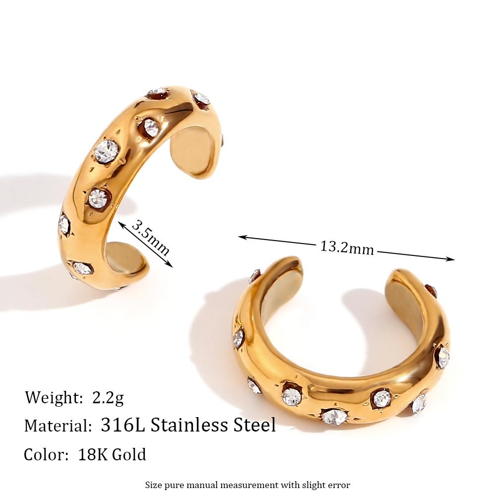 MamacitaSlay 18K Gold Plated Stainless Steel C-shaped Clip Earrings Party Creative Waterproof Jewelry Women's Simple Accessories