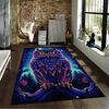 Colorful Owl Design Carpet with Forest Night Background, Home Decor Suitable for Use As an Anti-slip for Living Room Bedroom Sofas