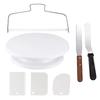 6 Pieces Best 11 Inch Cake Turntable Cake Stand with 2 Frosting Angled Spatulas 3 Frosting Spatulas Baking Accessories Tools