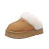 Cowhide Version~ Slippers Women Wear Winter Fur Integrated Thick-soled Bag Head Fluffy Slippers Plush Snow Boots Cotton Shoes
