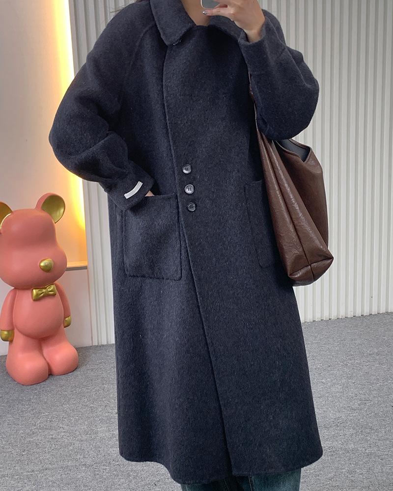 New loose double-sided cashmere coat elegant and lazy woolen coat long cashmere coat