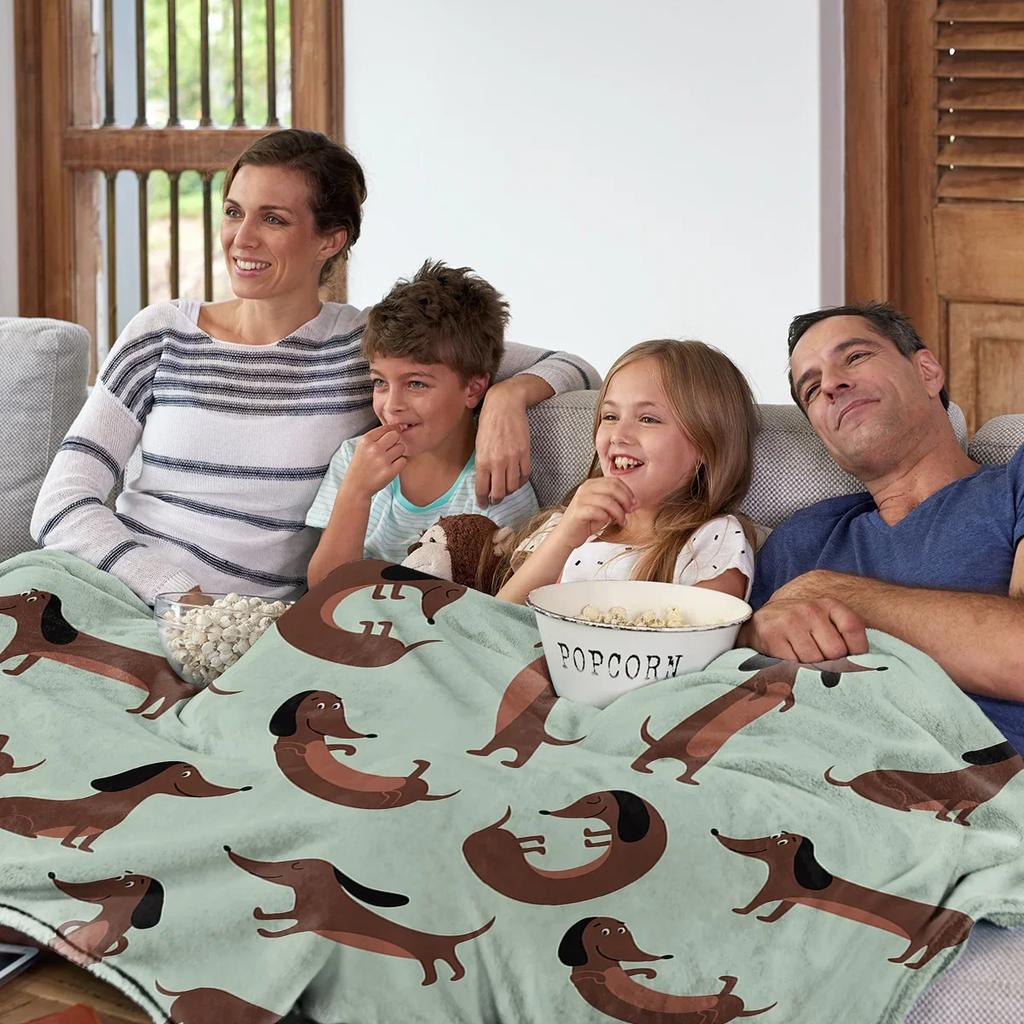 Die Dackel-Pose Decke Bedruckte Überwurfdecke Plüschige Flauschige Flanell-Fleece-Decke Weiche Überwürfe für Sofa Couch und Bett