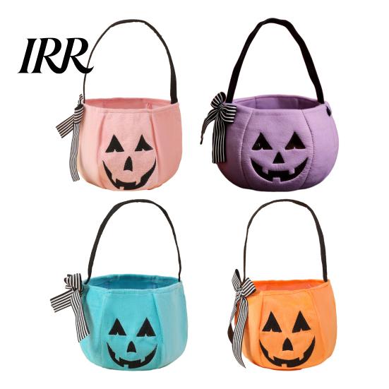 Porta caramelle ricamato Sacca zucca di Halloween per bambini, Borsa per dolcetto o scherzetto Decorazione festiva con manico, Secchiello riutilizzabile per snack Bomboniere per feste