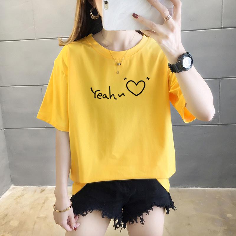 Women's Casual Heart Letter Short-Sleeve Round Neck T-Shirt