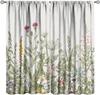 Floral Curta,Farmhouse Colorful Watercolor Wildflower Spring Flower Plant Botanical Pattern Decor Print Window Drapes For