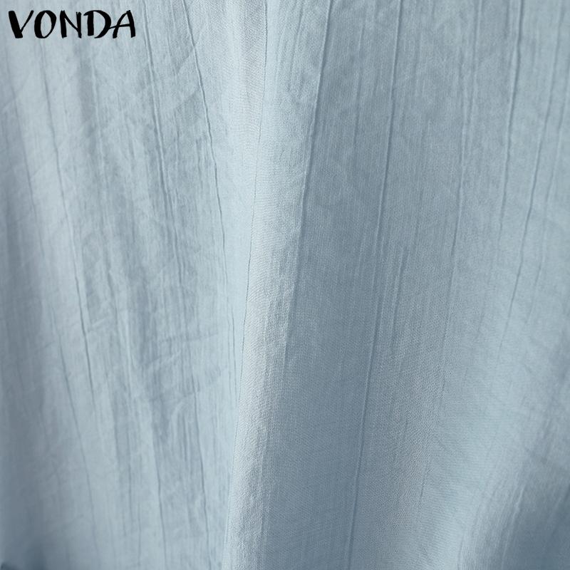 VONDA Women Casual Short Sleeve Solid Semi-Sheer Side Twisted Loose Blouse