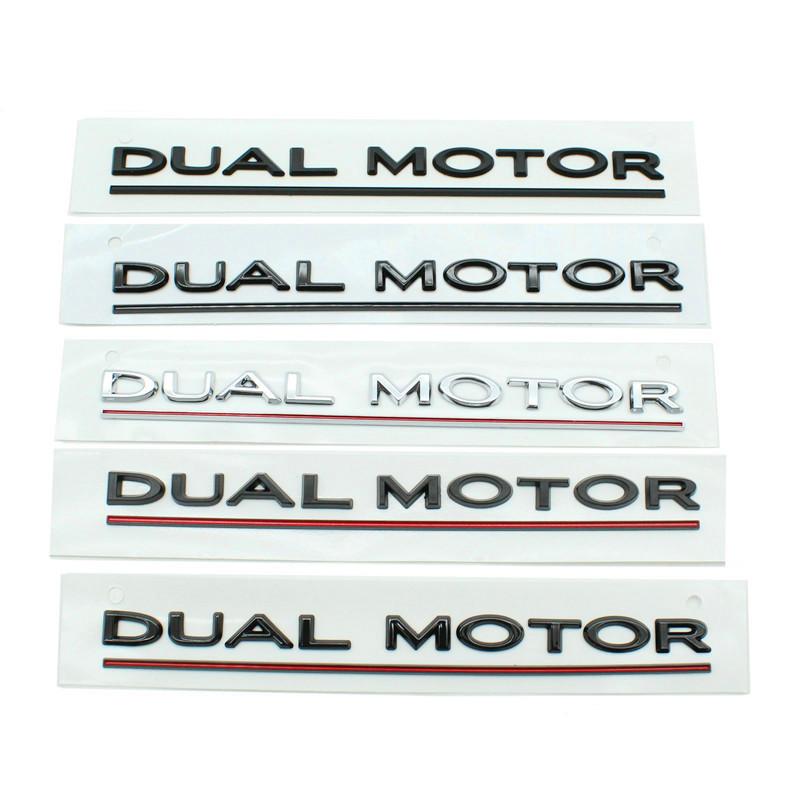 3D Logo DUAL MOTOR Underlined Letters Emblem For Tesla Model Y 3 X S Car Trunk Badge Sticker Dual Motor Sticker Accessories