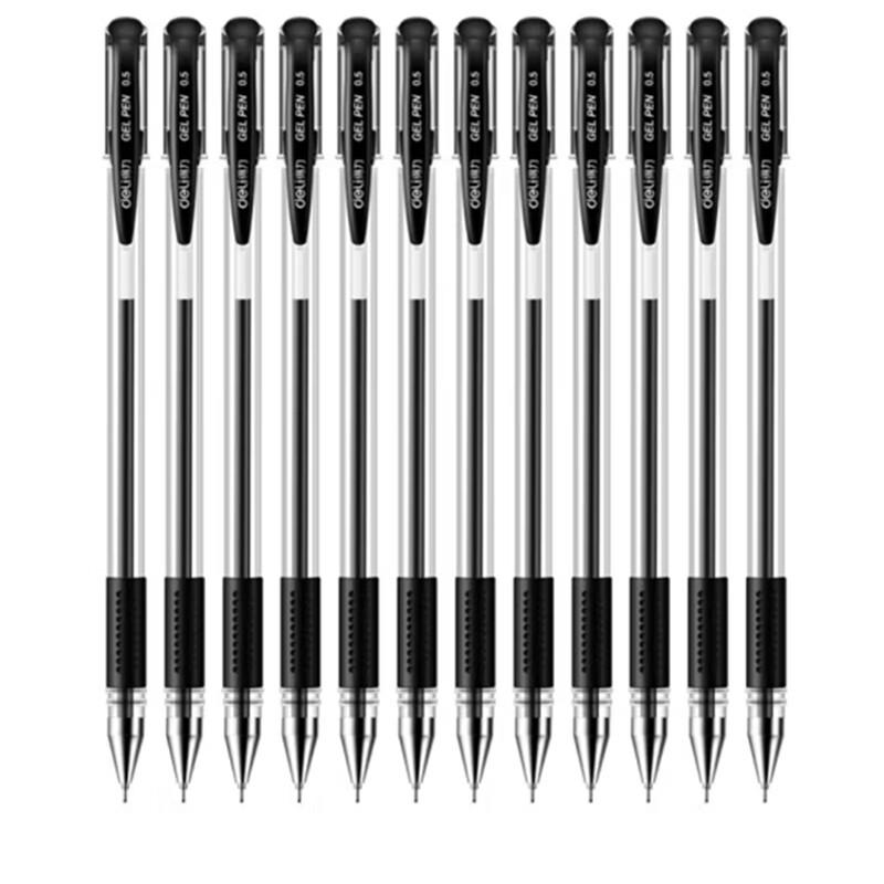Deli 6601 Black 0.5mm Gel Pen & Refill Bundle