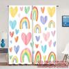 2D Flat Printing  JIT 2pcs   Curtains (Without Rod) Colorful Hearts Popular Curtains Digital Printed Versatile Fabric Curtains
