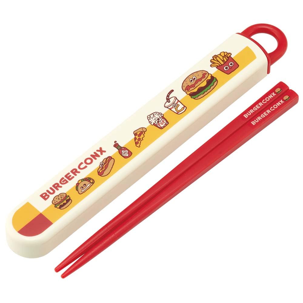 Skater Chopsticks and Chopstick Case Bento Box Sliding Made in for Boys and Burger Concus Friends Children's Set, 16.5cm, Size, Antibacterial,