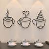 Creative Iron Coffee Wall Art Set of 3, Ins Cafe Decor. Perfect Christmas Gift for Home, Restaurant. Black Metal Wall Decor.